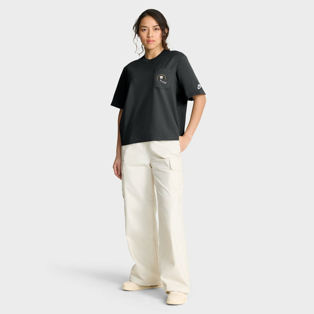 Pittsburgh Steelers Women's Rewind Pocket Boxy T-Shirt Black - Nike