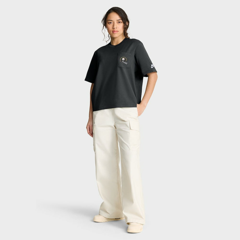 Pittsburgh Steelers Women's Rewind Pocket Boxy T-Shirt Black - Nike