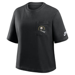 Pittsburgh Steelers Women's Rewind Pocket Boxy T-Shirt Black - Nike