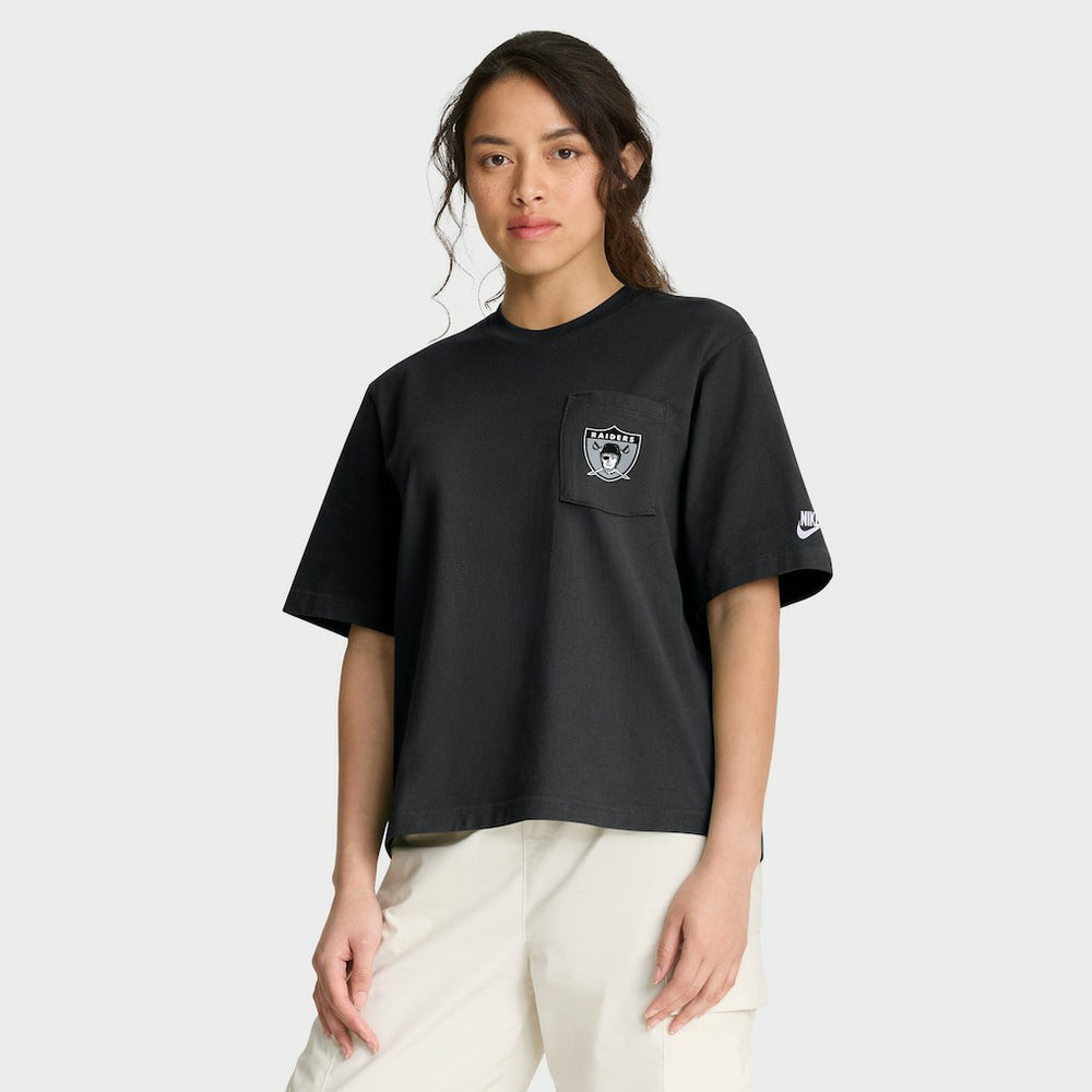 Las Vegas Raiders Women's Rewind Pocket Boxy T-Shirt Black - Nike
