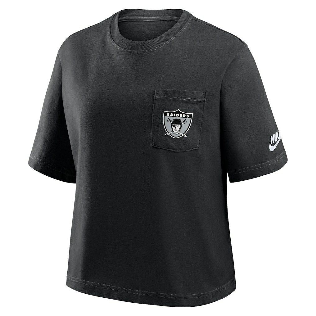 Las Vegas Raiders Women's Rewind Pocket Boxy T-Shirt Black - Nike