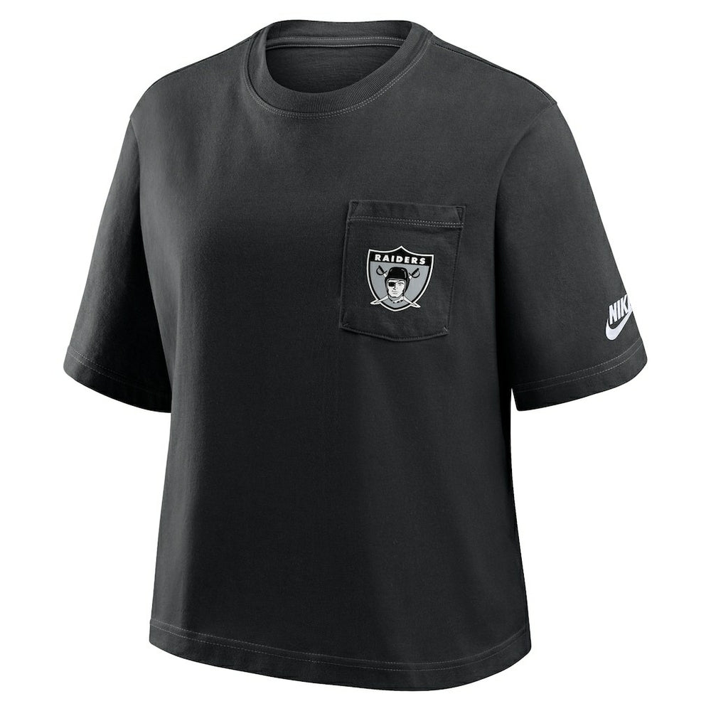Las Vegas Raiders Women's Rewind Pocket Boxy T-Shirt Black - Nike