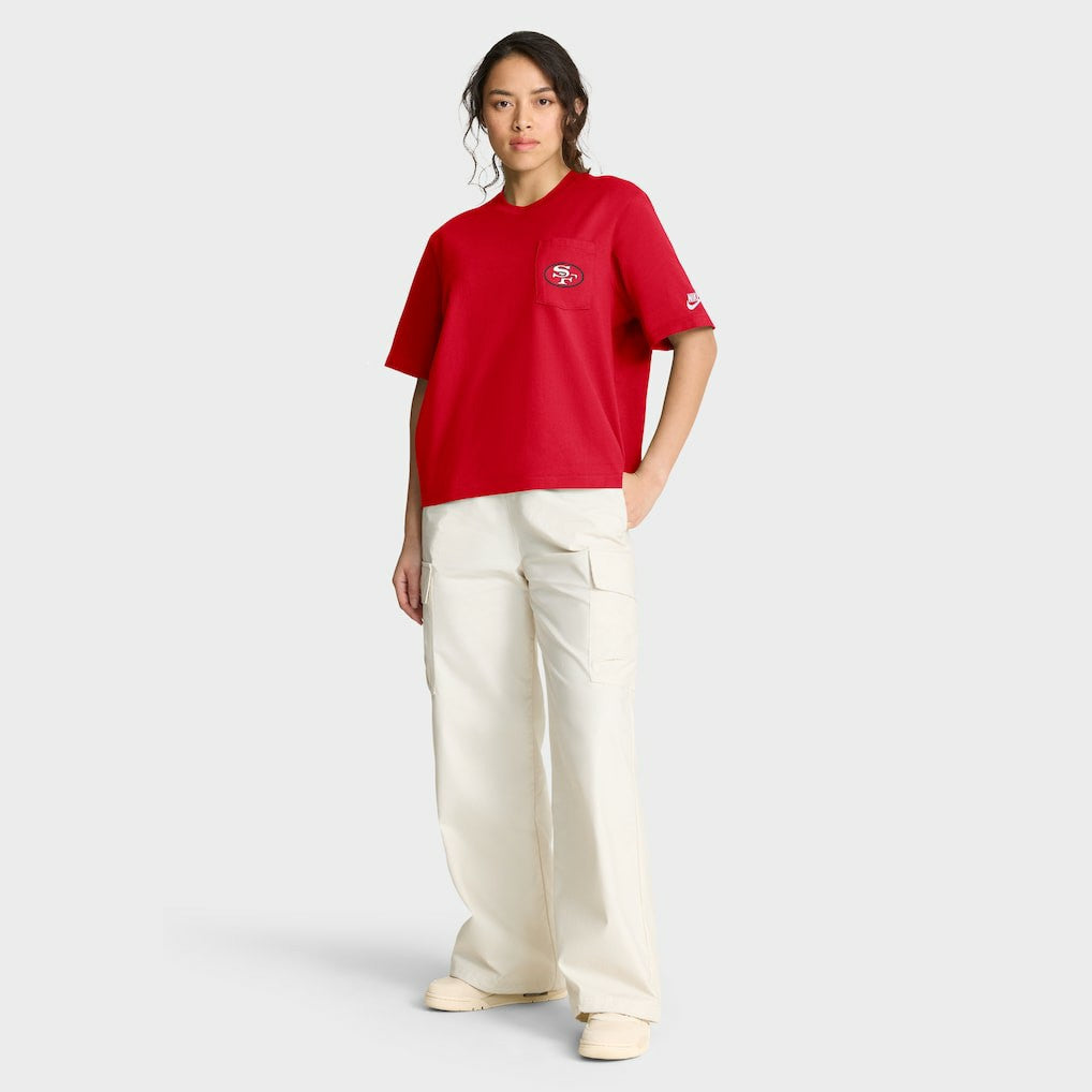 San Francisco 49ers Women's Rewind Pocket Boxy T-Shirt Scarlet - Nike