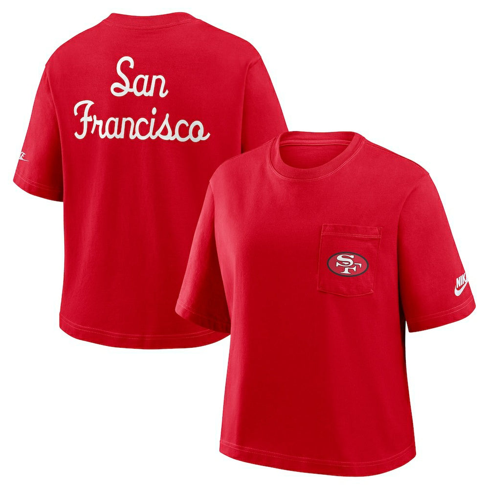 San Francisco 49ers Women's Rewind Pocket Boxy T-Shirt Scarlet - Nike