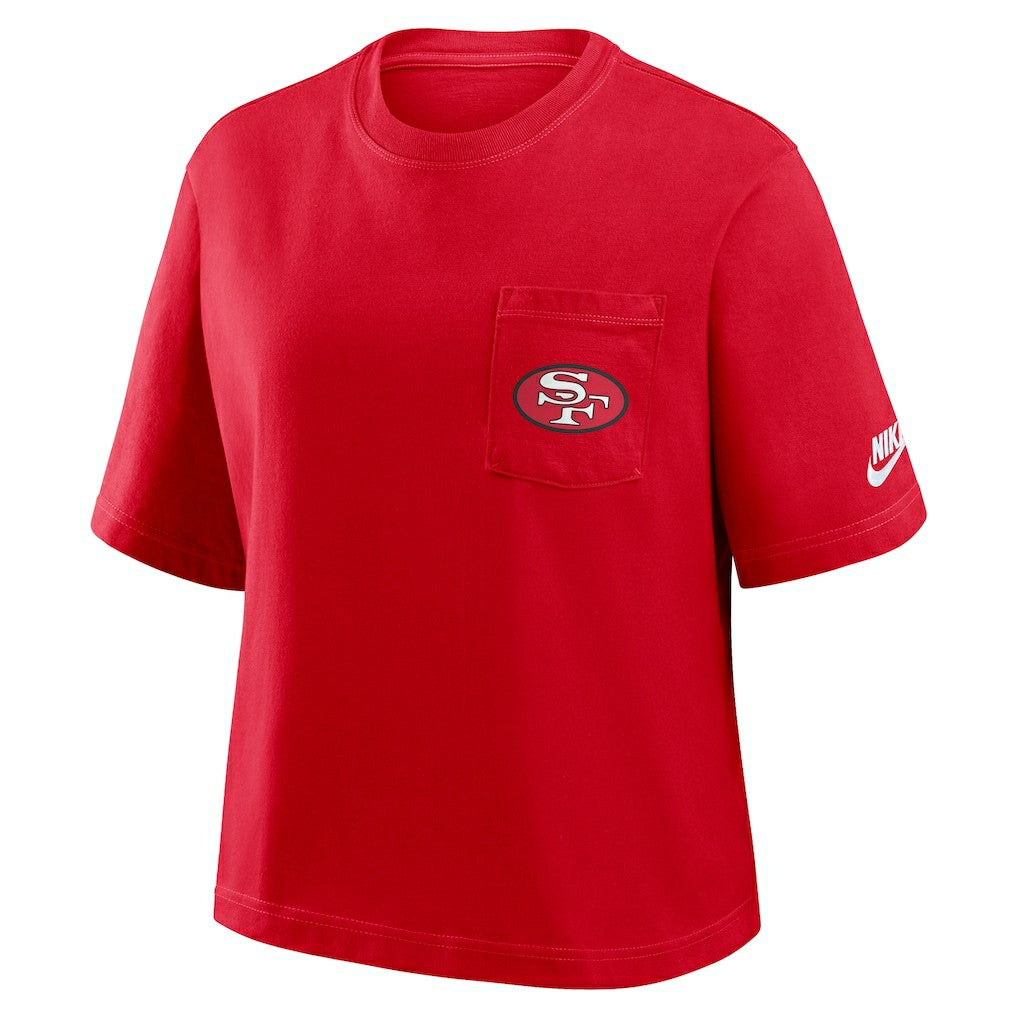 San Francisco 49ers Women's Rewind Pocket Boxy T-Shirt Scarlet - Nike