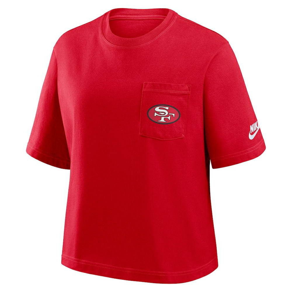 San Francisco 49ers Women's Rewind Pocket Boxy T-Shirt Scarlet - Nike