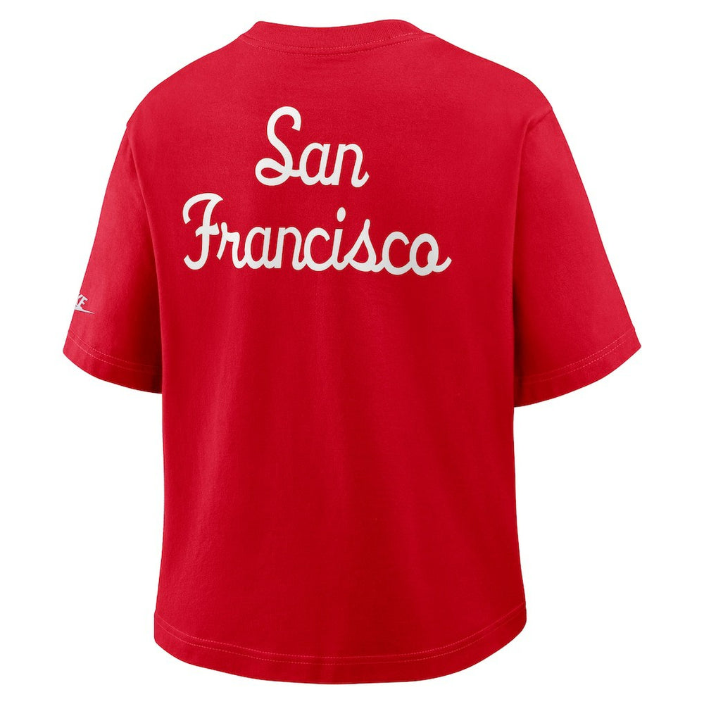 San Francisco 49ers Women's Rewind Pocket Boxy T-Shirt Scarlet - Nike