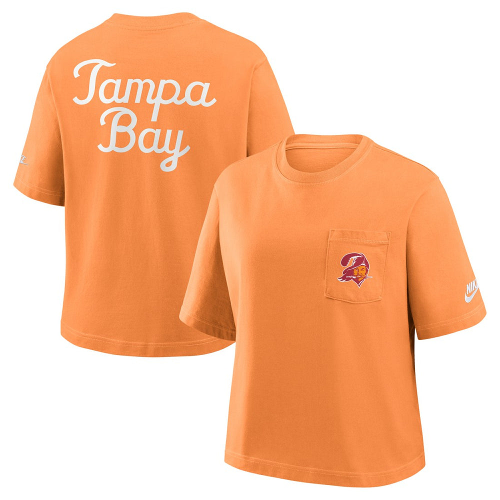 Tampa Bay Buccaneers Women's Rewind Pocket Boxy T-Shirt Orange - Nike