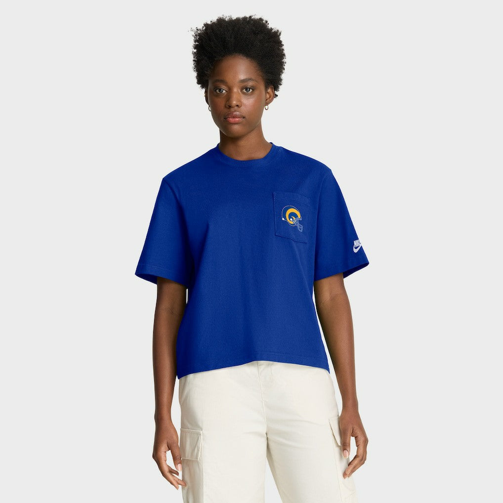 Los Angeles Rams Women's Rewind Pocket Boxy T-Shirt Royal - Nike
