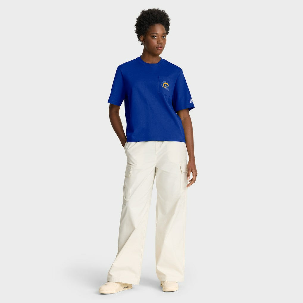 Los Angeles Rams Women's Rewind Pocket Boxy T-Shirt Royal - Nike