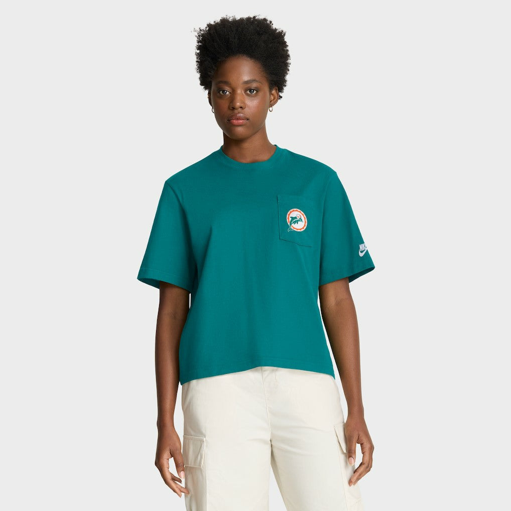 Miami Dolphins Women's Rewind Pocket Boxy T-Shirt Aqua - Nike
