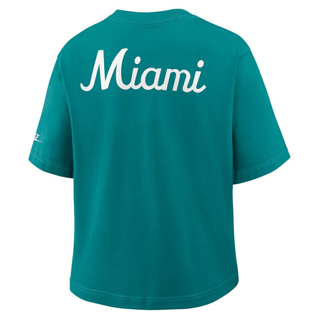 Miami Dolphins Women's Rewind Pocket Boxy T-Shirt Aqua - Nike