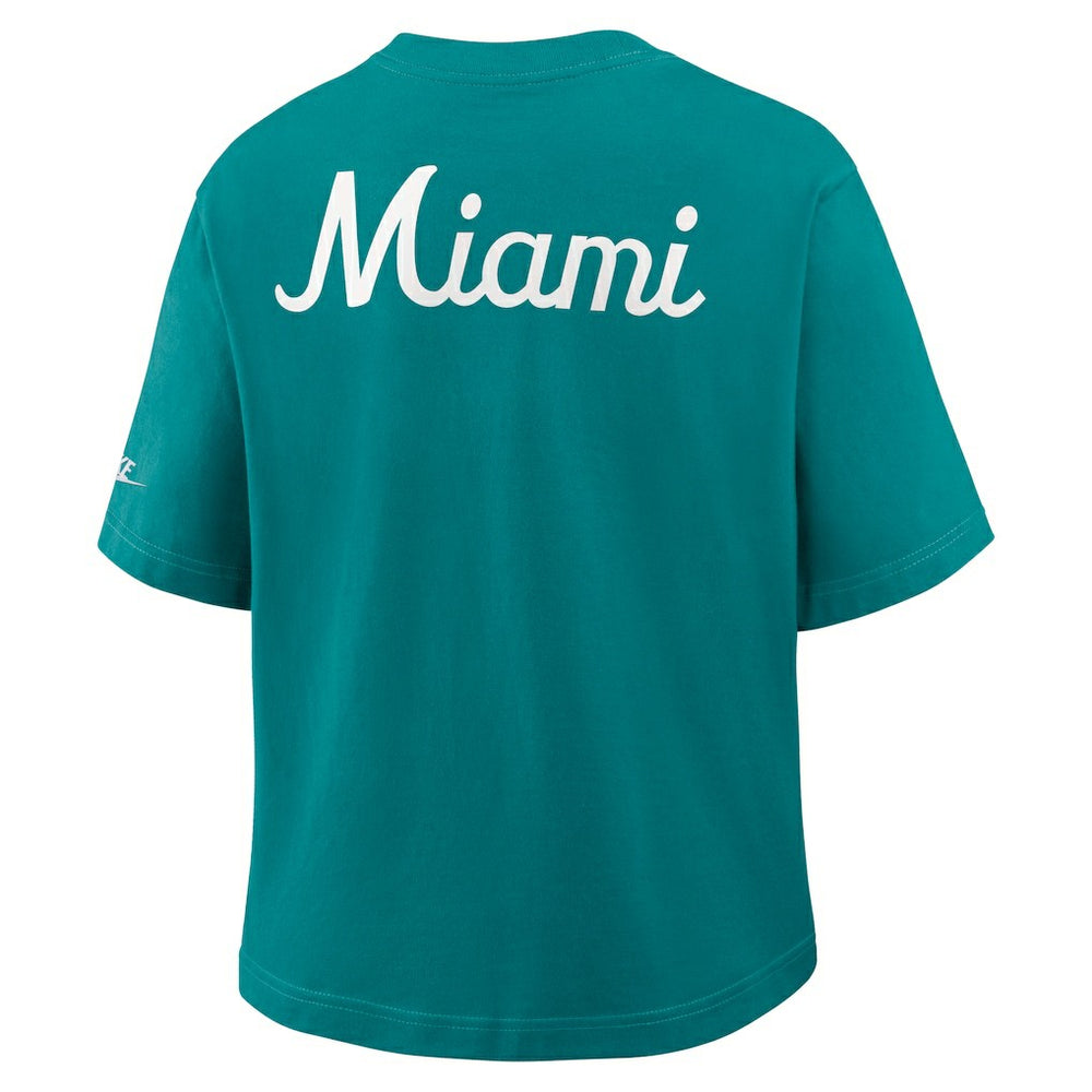 Miami Dolphins Women's Rewind Pocket Boxy T-Shirt Aqua - Nike
