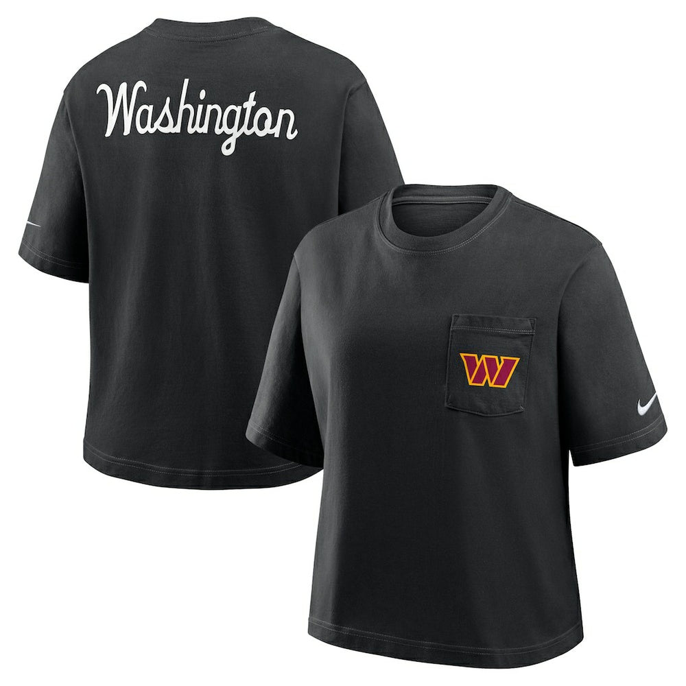 Washington Commanders Women's Rewind Pocket Boxy T-Shirt Black - Nike