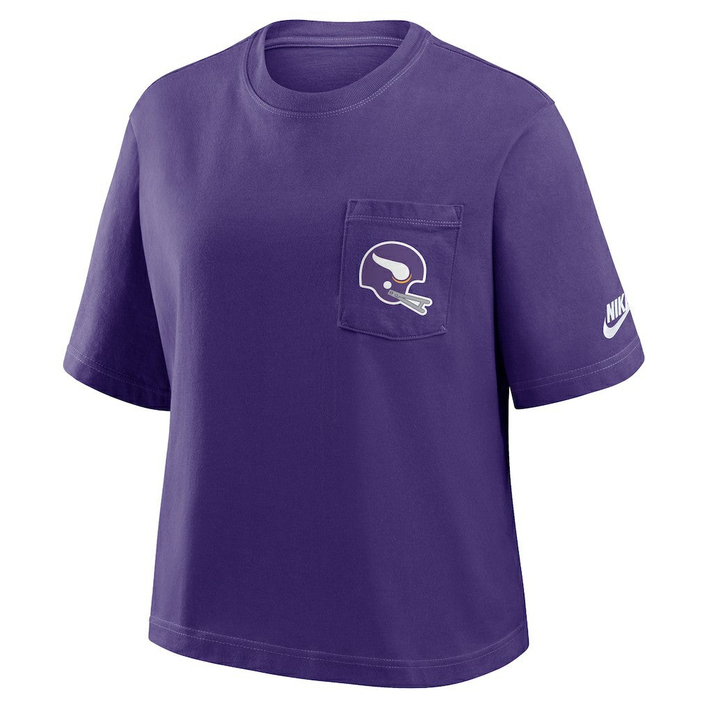 Minnesota Vikings Women's Rewind Pocket Boxy T-Shirt Purple - Nike
