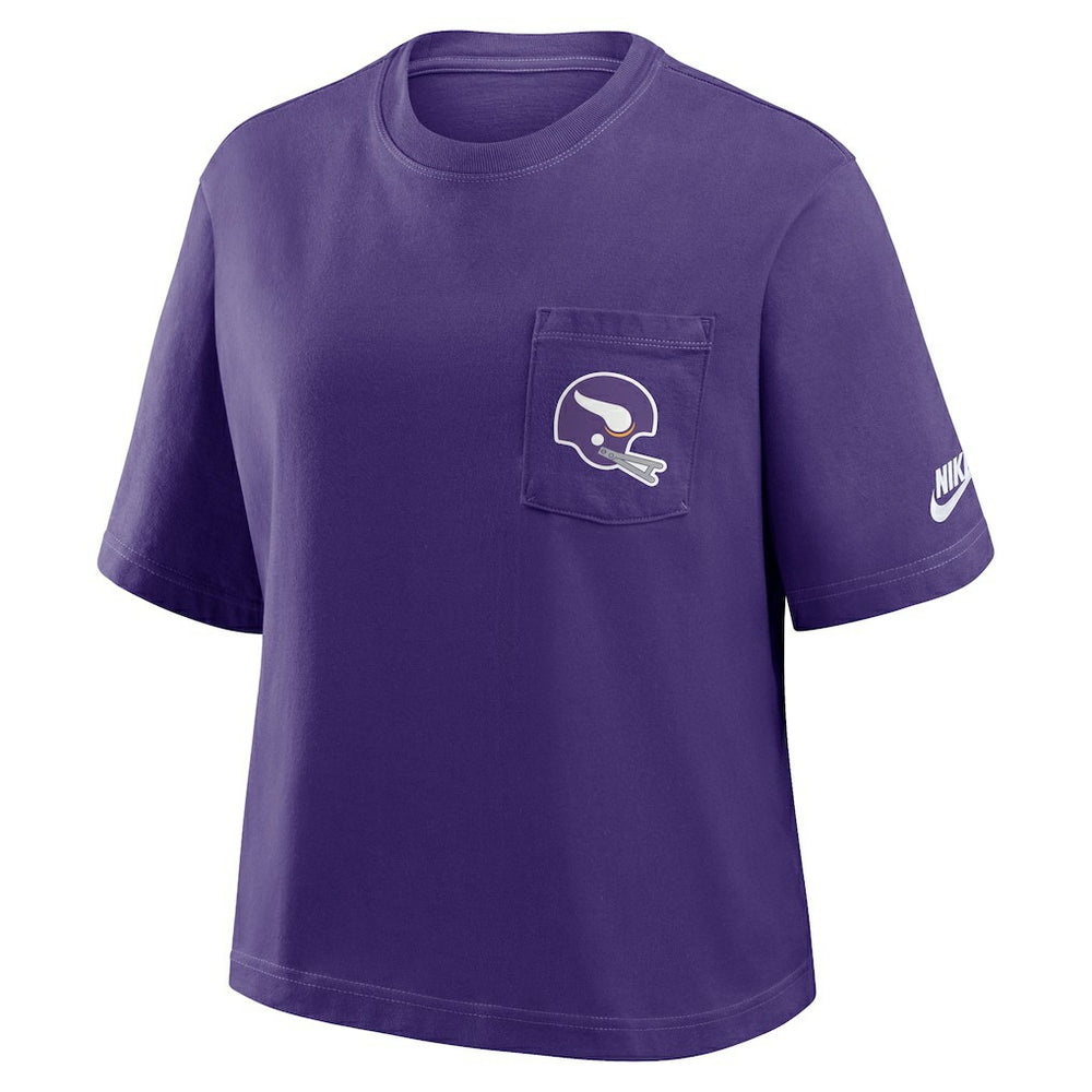 Minnesota Vikings Women's Rewind Pocket Boxy T-Shirt Purple - Nike
