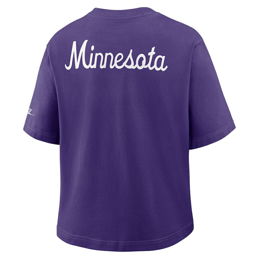 Minnesota Vikings Women's Rewind Pocket Boxy T-Shirt Purple - Nike