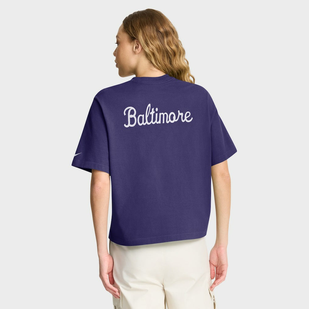 Baltimore Ravens Women's Rewind Pocket Boxy T-Shirt Purple - Nike