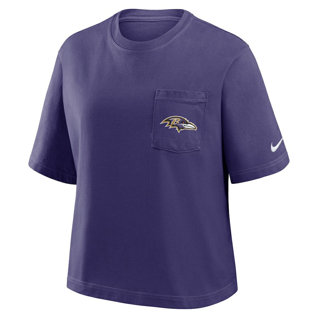 Baltimore Ravens Women's Rewind Pocket Boxy T-Shirt Purple - Nike