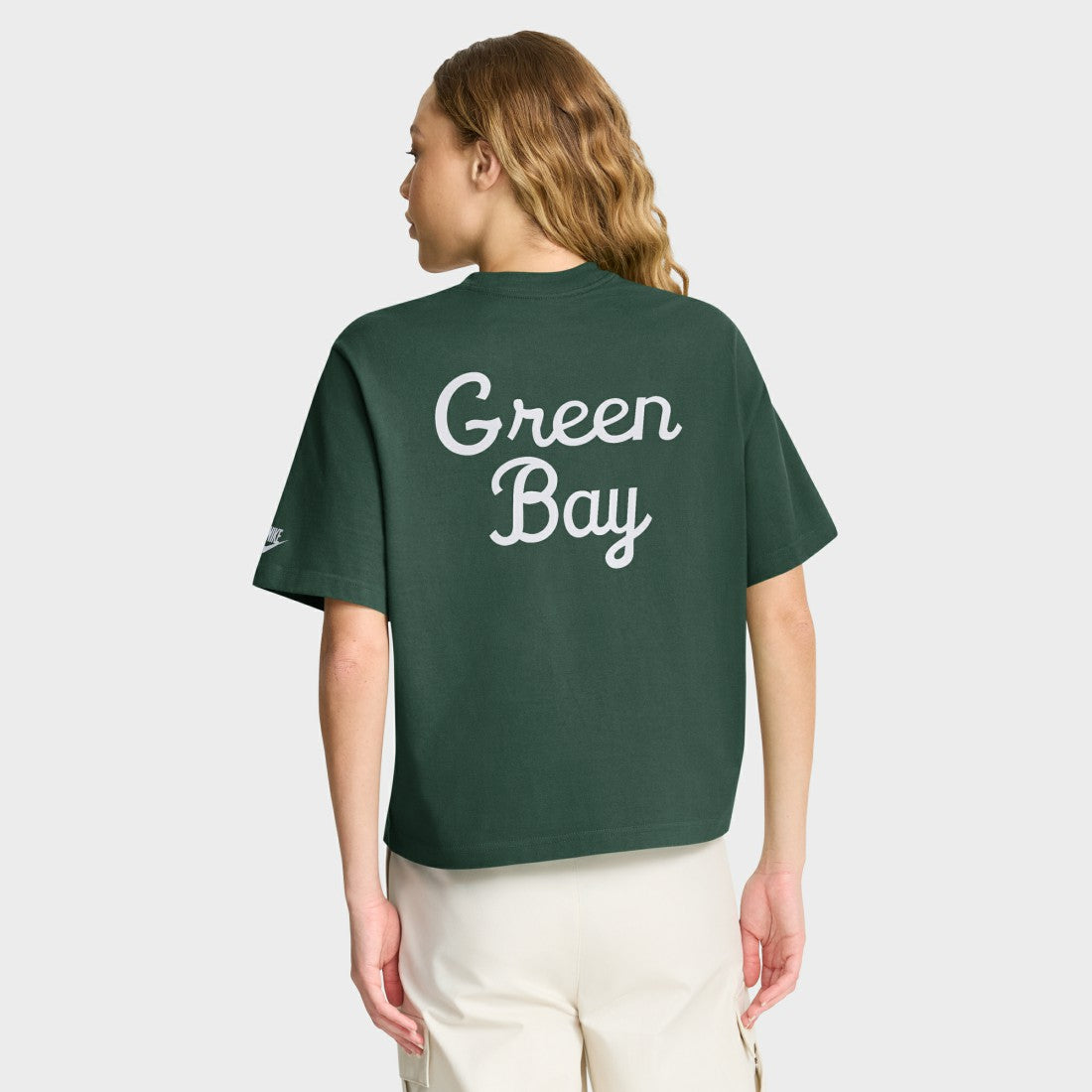 Green Bay Packers Women's Rewind Pocket Boxy T-Shirt Green - Nike