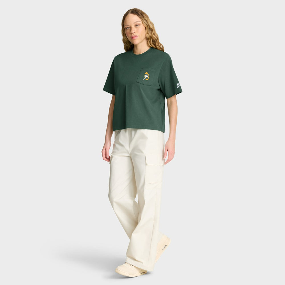 Green Bay Packers Women's Rewind Pocket Boxy T-Shirt Green - Nike