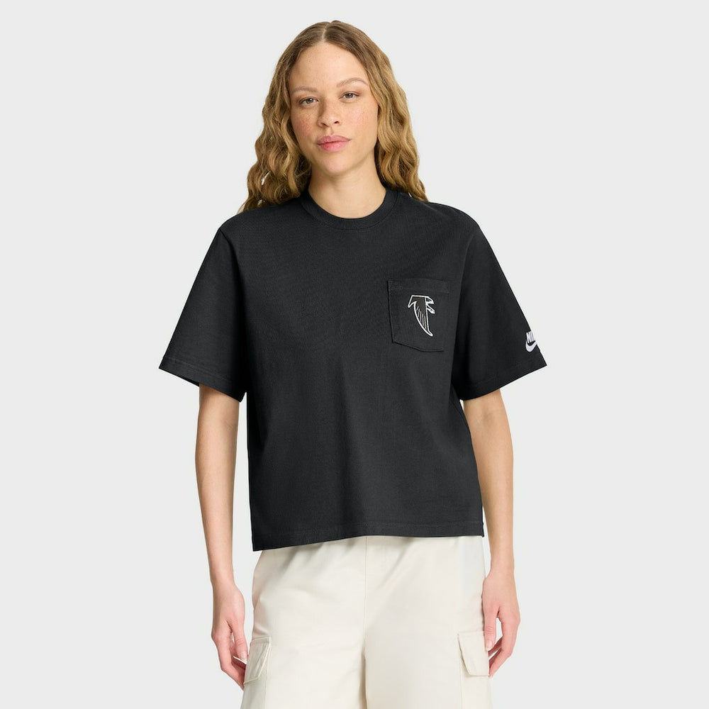 Atlanta Falcons Women's Rewind Pocket Boxy T-Shirt Black - Nike