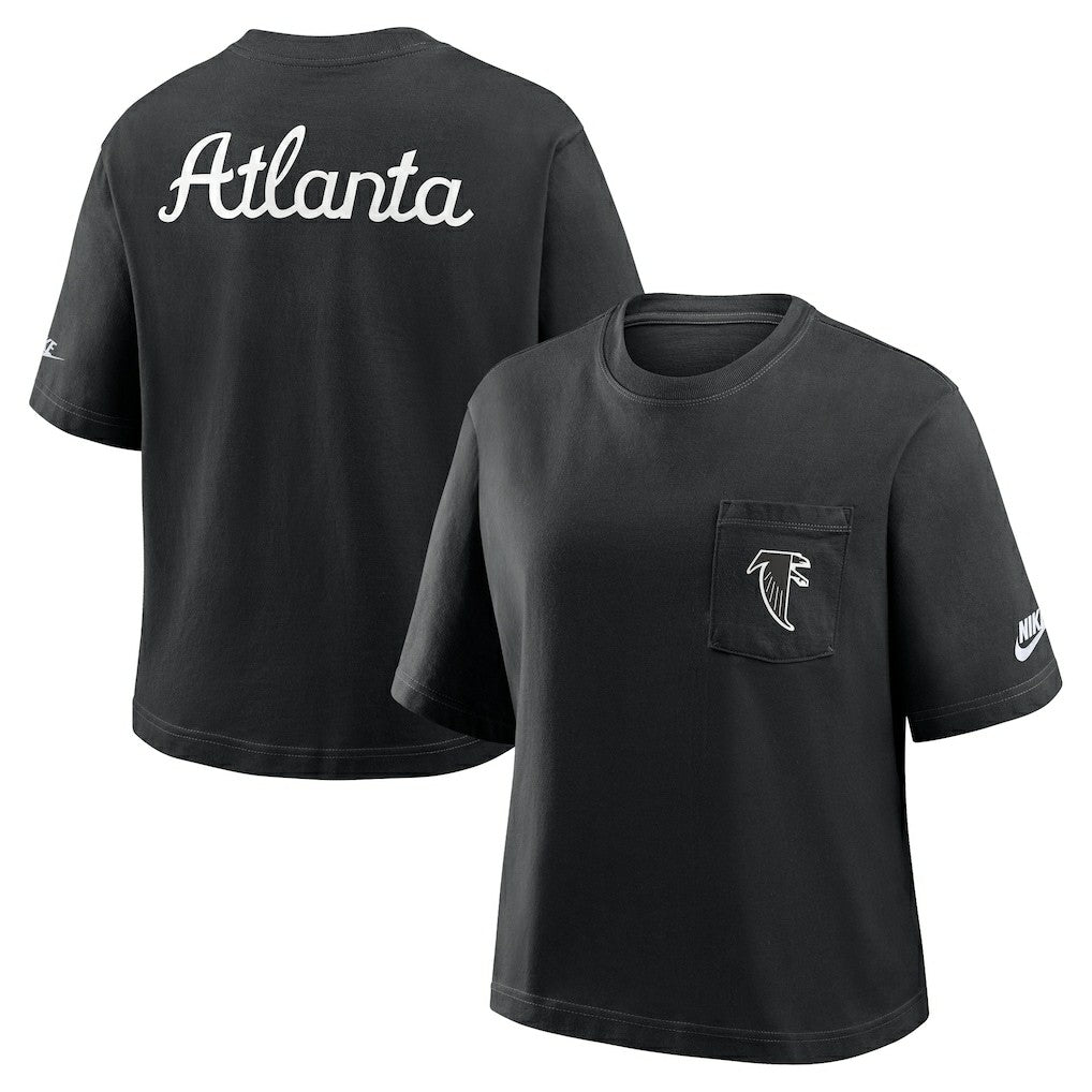Atlanta Falcons Women's Rewind Pocket Boxy T-Shirt Black - Nike