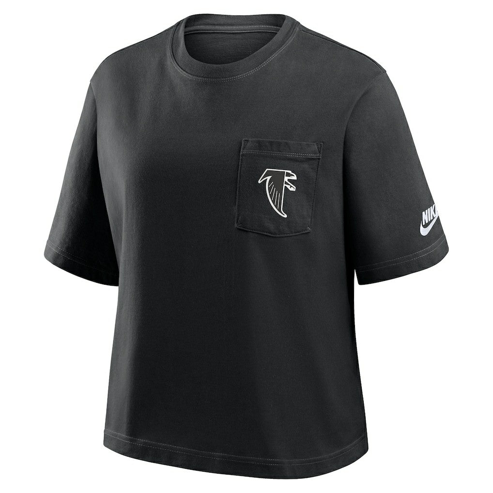 Atlanta Falcons Women's Rewind Pocket Boxy T-Shirt Black - Nike