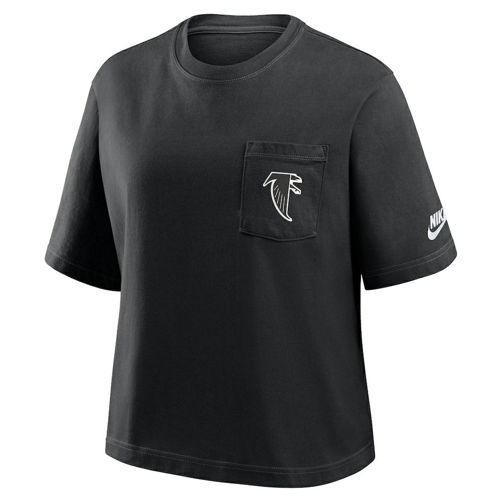 Atlanta Falcons Women's Rewind Pocket Boxy T-Shirt Black - Nike