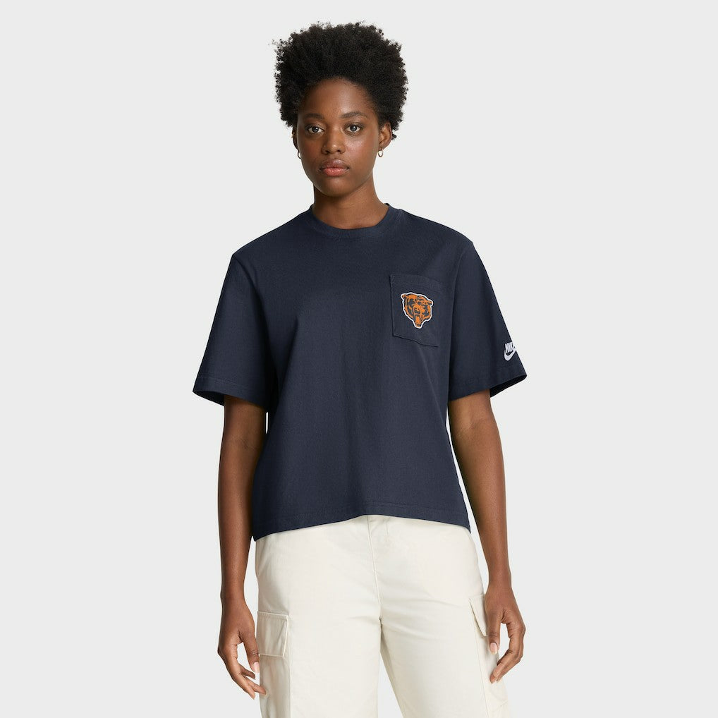 Chicago Bears Women's Rewind Pocket Boxy T-Shirt Navy - Nike