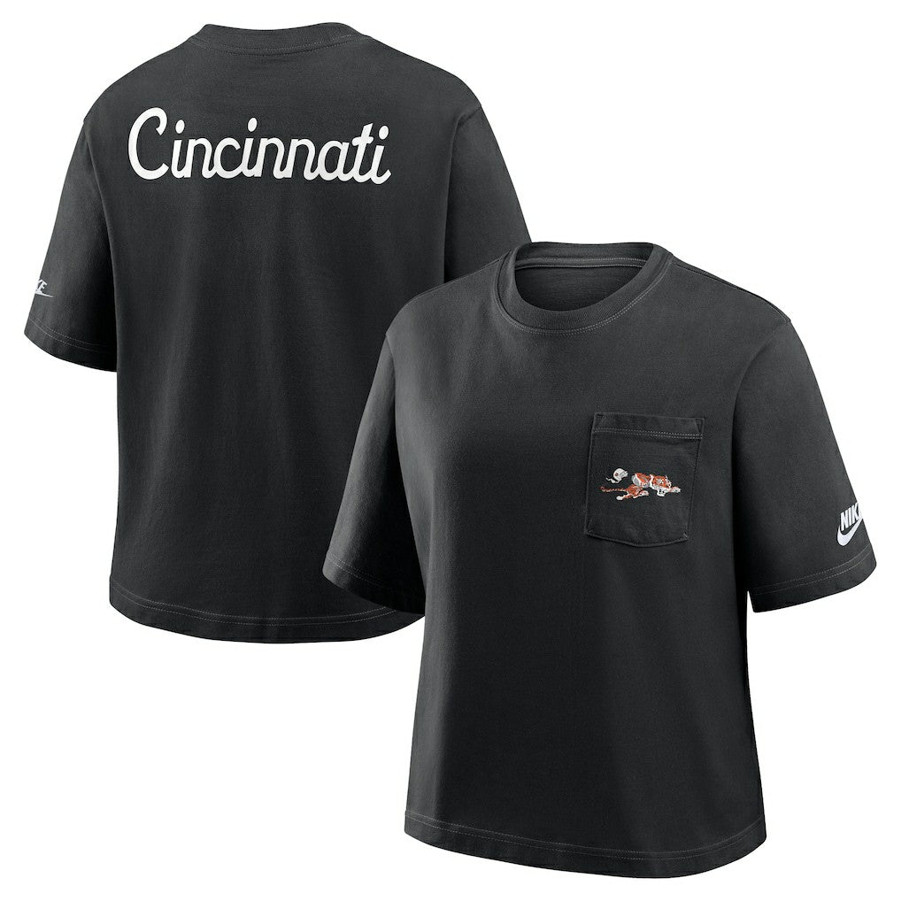 Cincinnati Bengals Women's Rewind Pocket Boxy T-Shirt Black - Nike