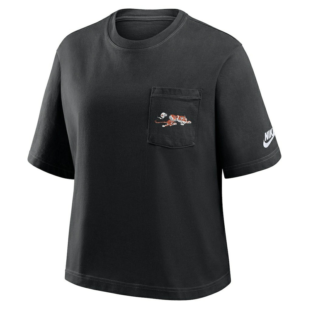 Cincinnati Bengals Women's Rewind Pocket Boxy T-Shirt Black - Nike