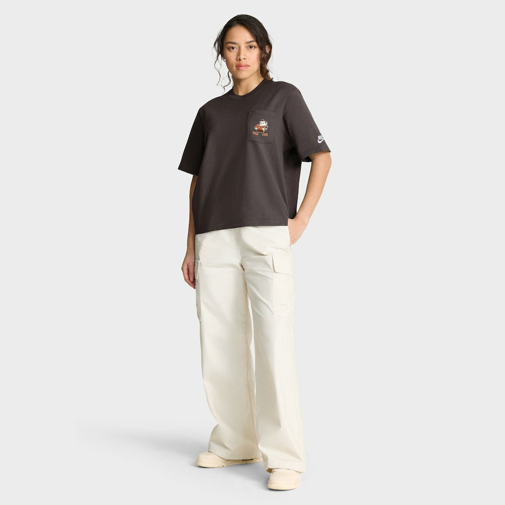 Cleveland Browns Women's Rewind Pocket Boxy T-Shirt Brown - Nike