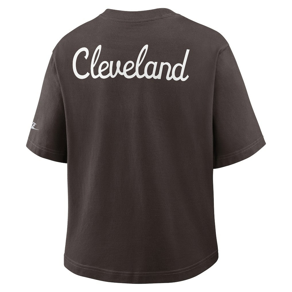 Cleveland Browns Women's Rewind Pocket Boxy T-Shirt Brown - Nike
