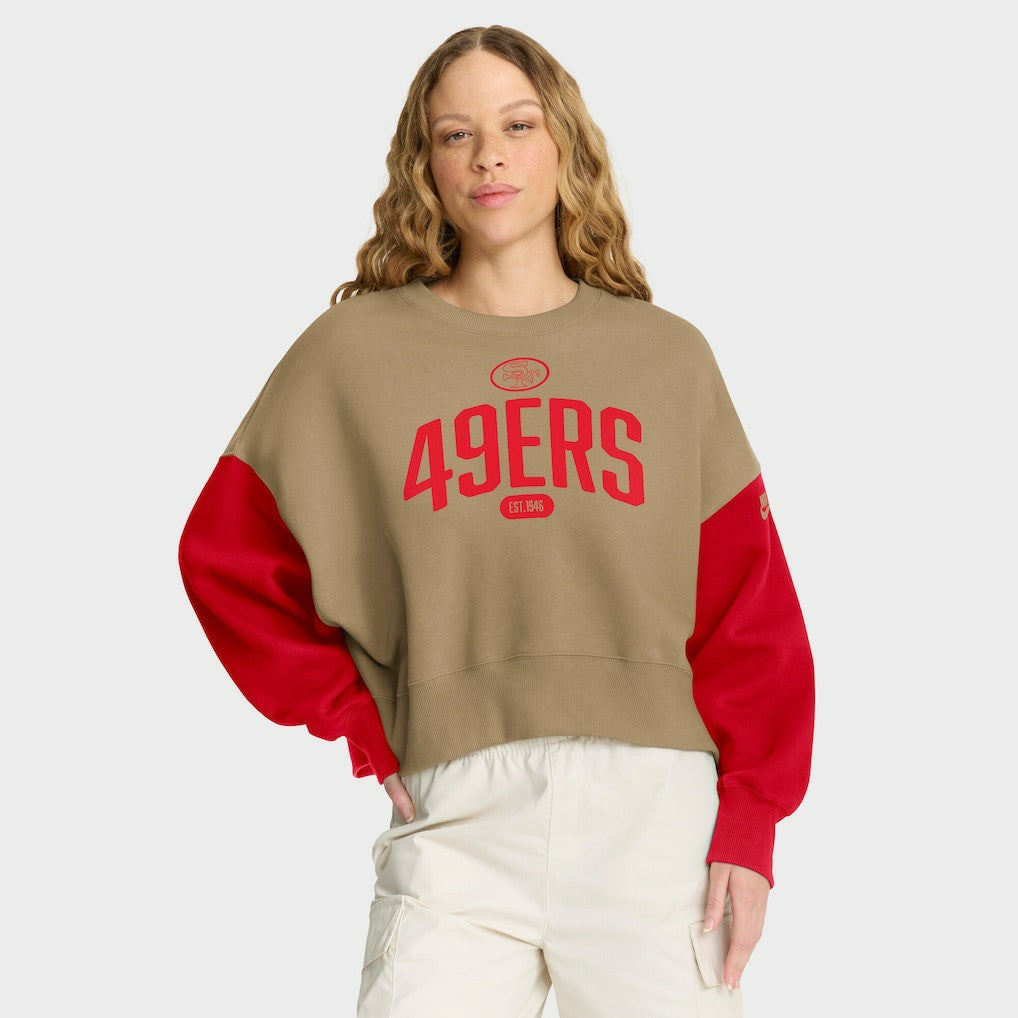 San Francisco 49ers Women's Oversized Rewind Pullover Sweatshirt Tan - Nike