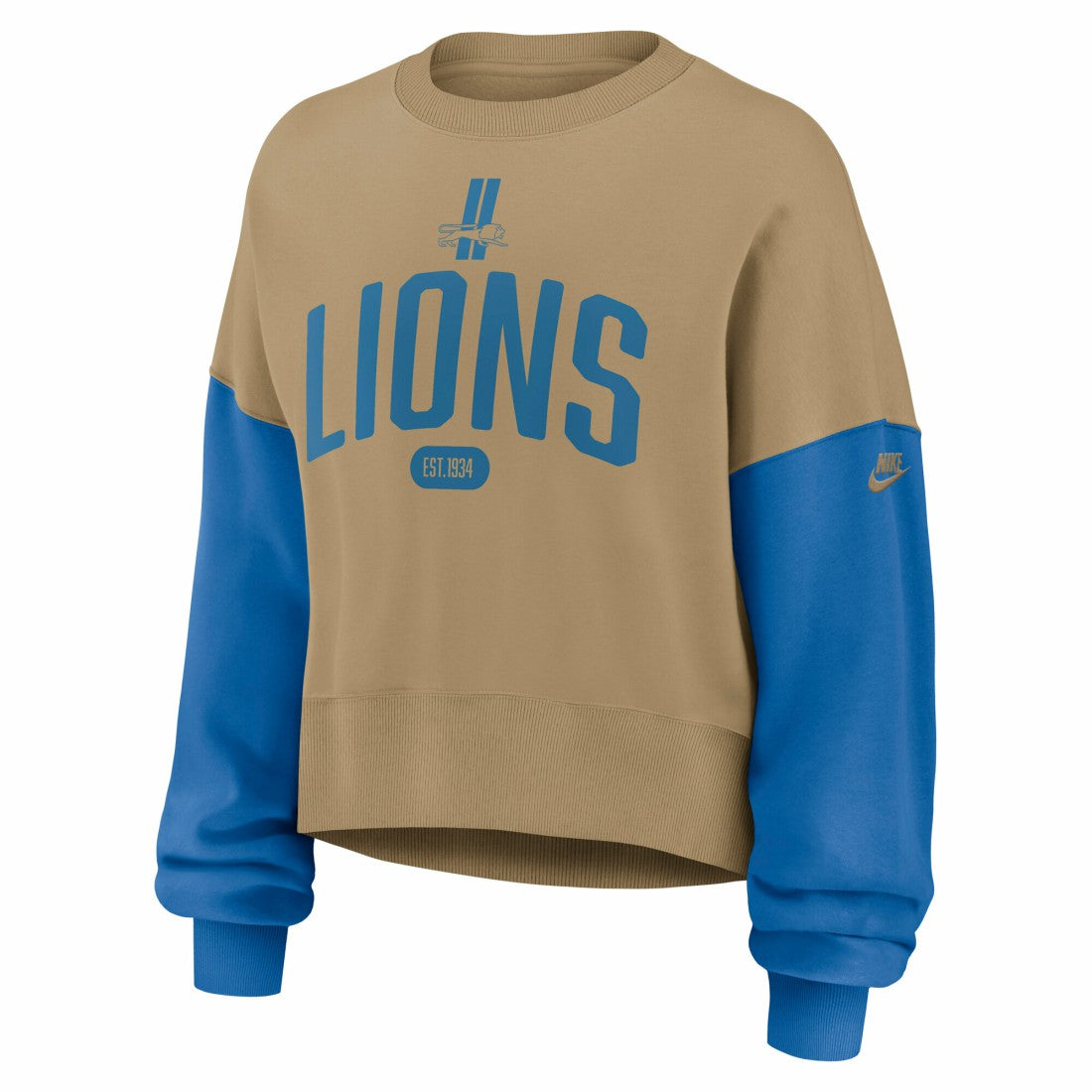Detroit Lions Women's Oversized Rewind Pullover Sweatshirt Tan - Nike