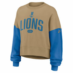 Detroit Lions Women's Oversized Rewind Pullover Sweatshirt Tan - Nike