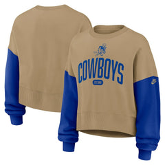 Dallas Cowboys Women's Oversized Rewind Pullover Sweatshirt Tan - Nike