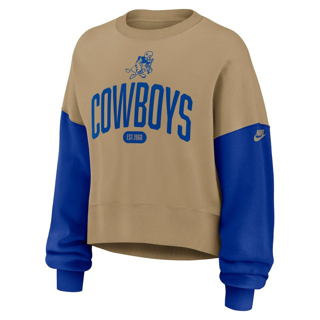 Dallas Cowboys Women's Oversized Rewind Pullover Sweatshirt Tan - Nike
