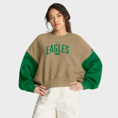 Philadelphia Eagles Women's Oversized Rewind Pullover Sweatshirt Tan - Nike