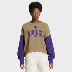 Minnesota Vikings Women's Oversized Rewind Pullover Sweatshirt Tan - Nike