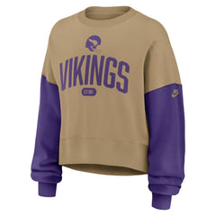 Minnesota Vikings Women's Oversized Rewind Pullover Sweatshirt Tan - Nike