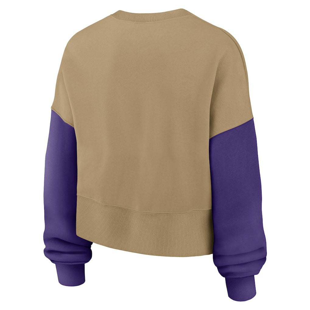 Minnesota Vikings Women's Oversized Rewind Pullover Sweatshirt Tan - Nike