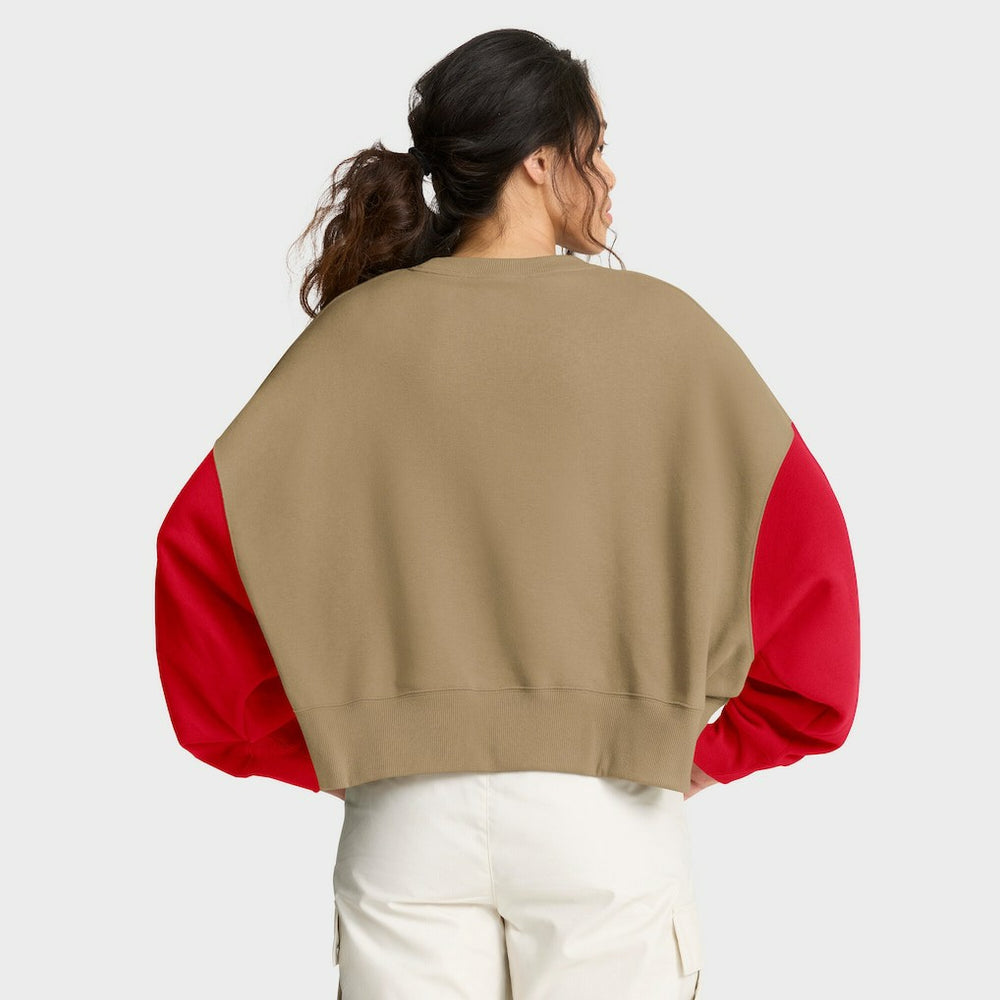 Kansas City Chiefs Women's Oversized Rewind Pullover Sweatshirt Tan - Nike