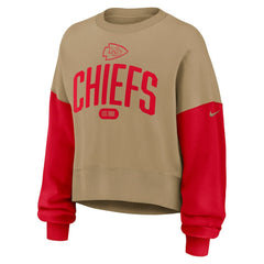 Kansas City Chiefs Women's Oversized Rewind Pullover Sweatshirt Tan - Nike