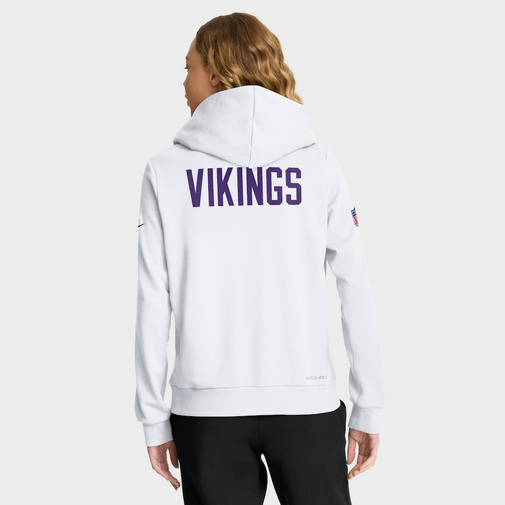 Minnesota Vikings Women's Alternate Logo Sideline Standard Issue Dri-FIT Hoodie White - Nike