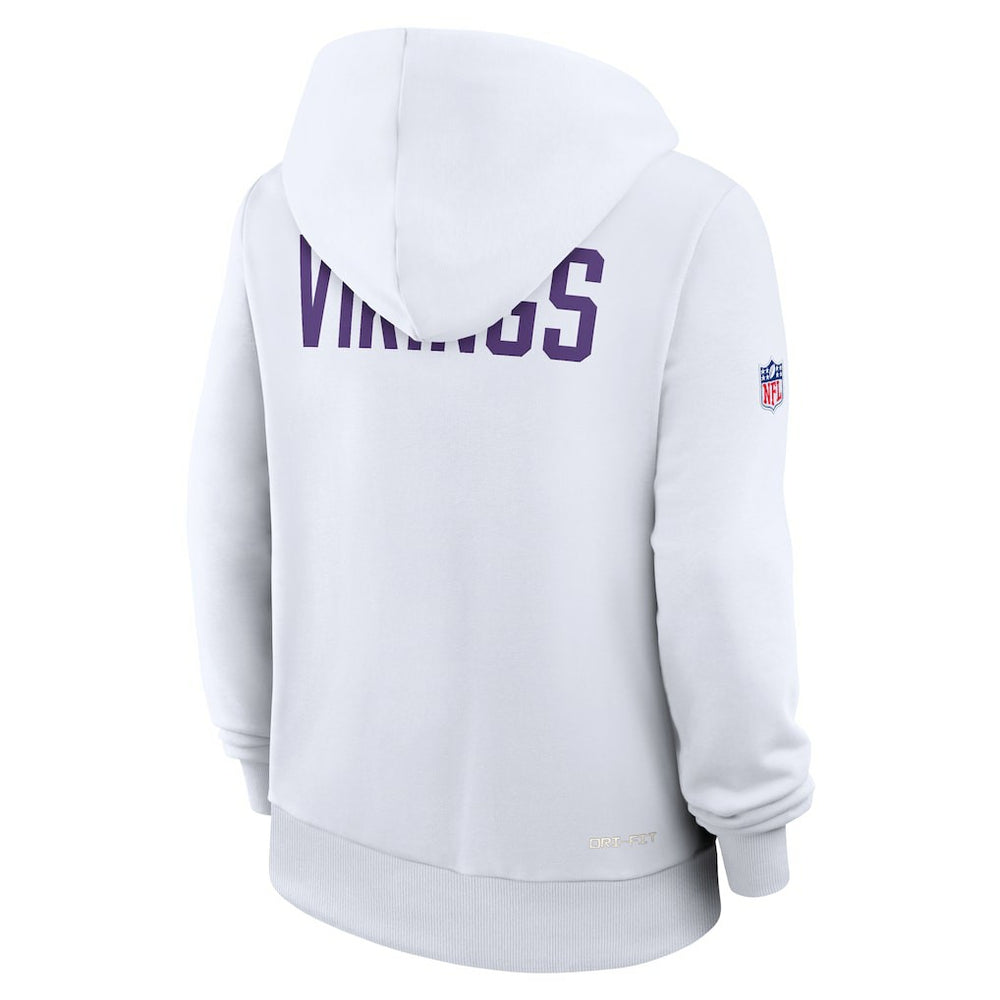 Minnesota Vikings Women's Alternate Logo Sideline Standard Issue Dri-FIT Hoodie White - Nike