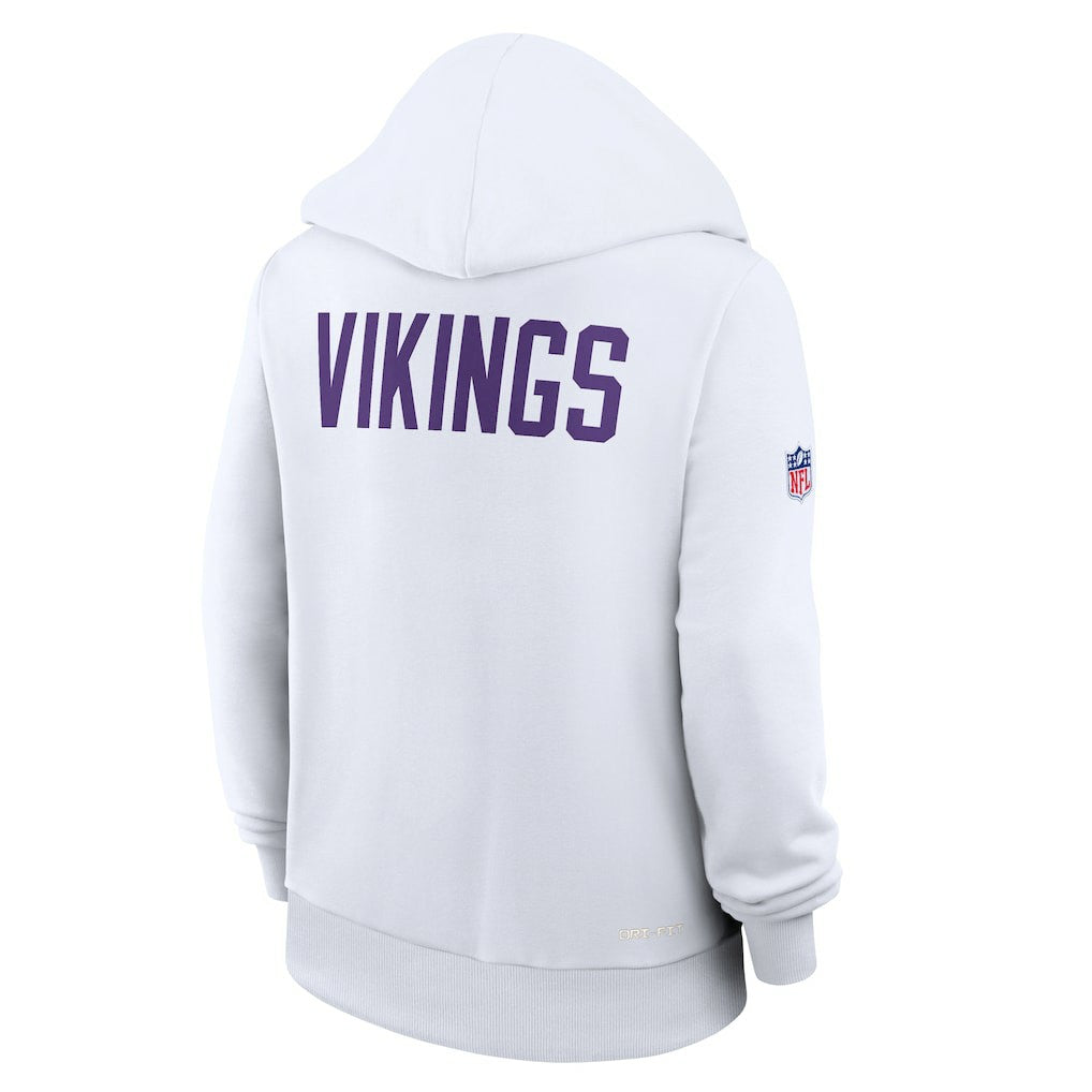 Minnesota Vikings Women's Alternate Logo Sideline Standard Issue Dri-FIT Hoodie White - Nike