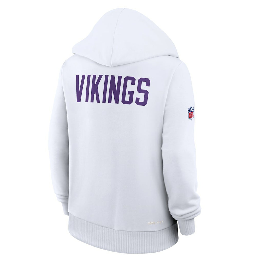 Minnesota Vikings Women's Alternate Logo Sideline Standard Issue Dri-FIT Hoodie White - Nike