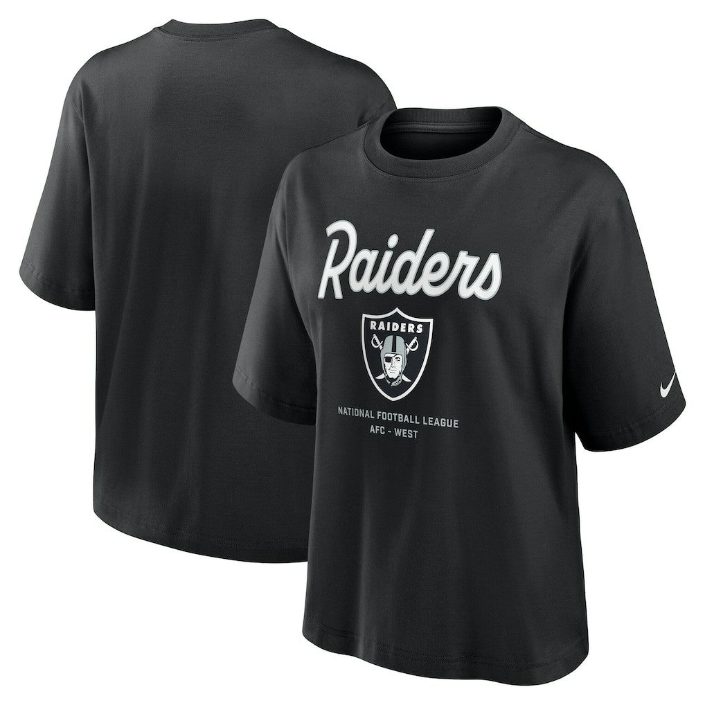 Las Vegas Raiders Women's Essential Script Relaxed Boxy T-Shirt Black - Nike